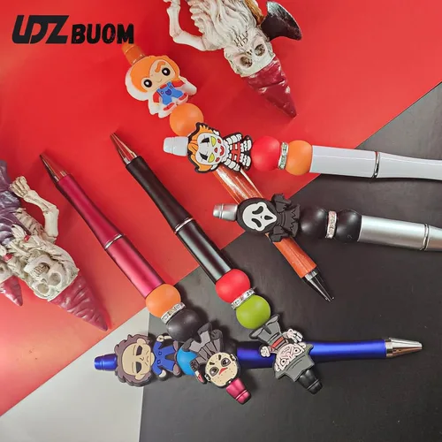 Miniatura 2 de 6 bolígrafos de rol de película de terror, novedosos bolígrafos de terror espeluznantes de Halloween para suministros escolares de oficina (ABCDEF)