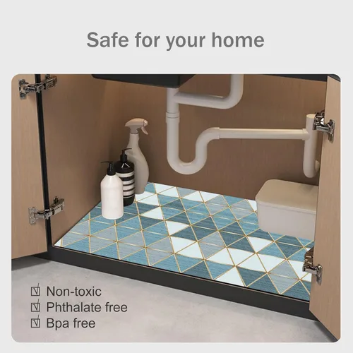 Miniatura 7 de Tapete para debajo del fregadero, 24 x 36 pulgadas, duradero e impermeable, tapetes prémium para proteger los gabinetes de cocina y baño, absorbente