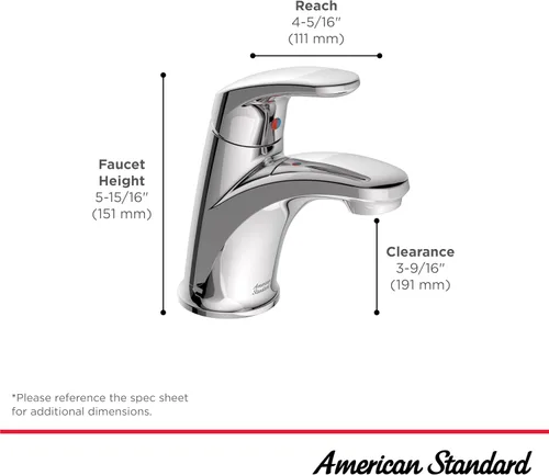 Miniatura 5 de American Standard 7075104.243 Colony PRO - Grifo de baño con una sola manija, un solo agujero, menos drenaje, 1.2 GPM, negro mate