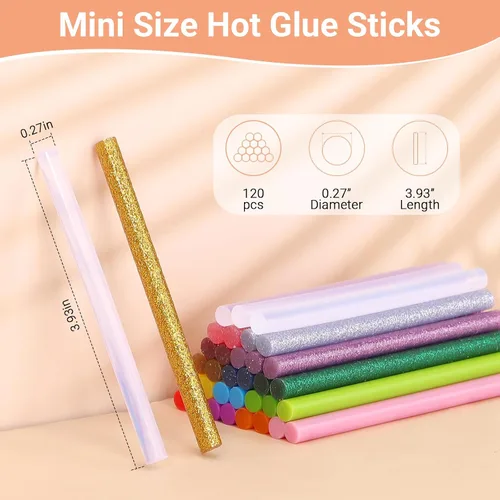 Miniatura 2 de 120 barras de pegamento caliente para manualidades – 0.28 x 3.9" Gartful tamaño mini barras de pegamento termofusible, 48 piezas transparentes + 36
