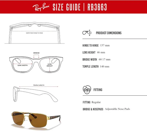 Miniatura 6 de Ray-Ban RB3663 - Gafas de sol rectangulares para hombres + paquete con KIT DE ACCESORIOS PARA GAFAS