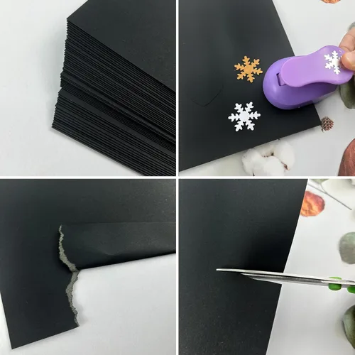 Miniatura 4 de 50 hojas de cartulina negra de 8.5x11", papel de construcción de 250 g/m²/92 lb, papel de impresora premium para proyectos de bricolaje, suministros