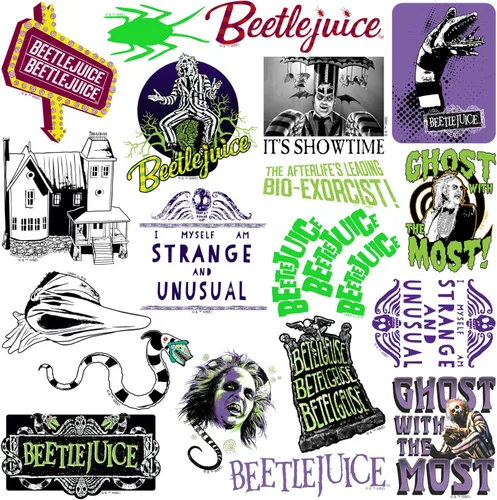 Miniatura 4 de Beetlejuice Variedad de 100 calcomanías de vinilo grandes de lujo – Calcomanías troqueladas para laptop, botella de agua, álbumes de recortes