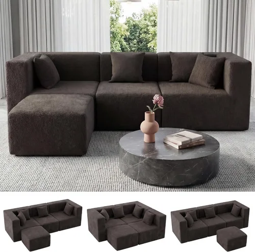 Miniatura 12 de MONVANE 55.5" Convertible Loveseat Sofa, 2-in-1 Boneless Sleeper Sofa Bed Futon Couch with Storage Pocket, Comfy Chenille Deep Seat Boneless Couch
