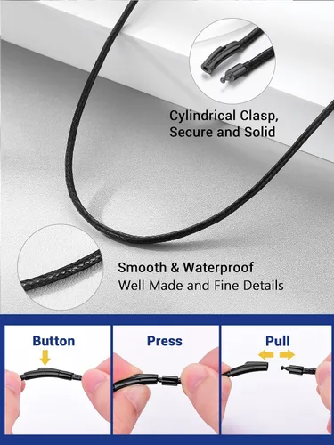Miniatura 28 de PROSTEEL Collar de cuero impermeable para hombre, 0.079 in/0.118 in, 16 a 30 pulgadas, con cierre de acero inoxidable, cadena de bricolaje