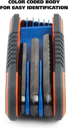 Miniatura 5 de GreatNeck 74208 - Juego de llaves hexagonales plegables SAE de 9 piezas, juego de llaves Allen, tamaños de llaves etiquetadas, cierres fácilmente