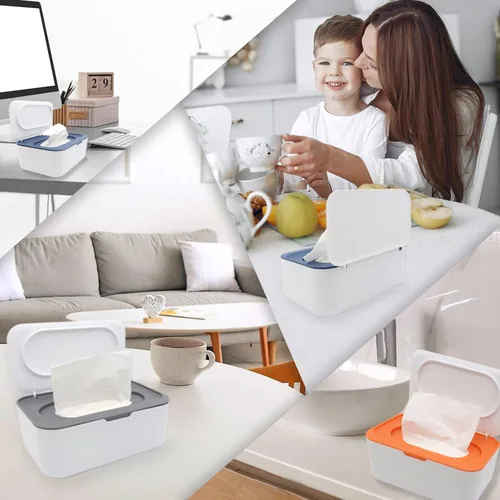 Miniatura 7 de Dispensador de toallitas para bebé, soporte para toallitas con tapa, contenedor de toallitas recargables con diseño de sellado, caja de toallitas