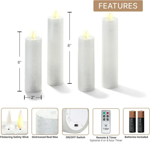 Miniatura 2 de LampLust Velas parpadeantes sin llama, juego de 4 velas plateadas, funciona con pilas, velas románticas, ideales para decoración de propuestas