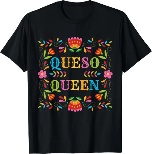 Miniatura 2 de Queso Queen - Camiseta de taco con diseño floral de cinco de mayo y comida sarcástica, Negro, S
