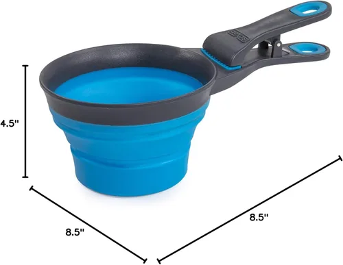 Miniatura 6 de Dexas Pets Cuchara KlipScoop Plegable Plegable para Comida Seca de Perro y Clip para Bolsa de Comida de Perro, Capacidad de 2 Tazas, Azul Pro Azul