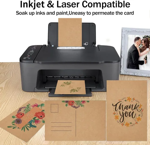 Miniatura 3 de Goefun - Tarjetas de papel kraft marrón de 4 x 6 pulgadas, paquete de 100 tarjetas de índice sin rayas de 80 libras para invitaciones, negocios