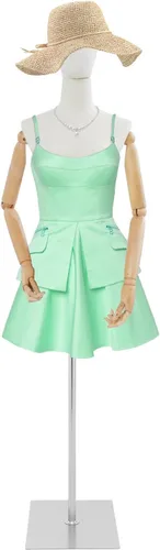 Miniatura 12 de Torso de maniquí femenino, 55-80 pulgadas de altura ajustable, cuerpo de maniquí con soporte de metal para coser y exhibir tiendas, dorado