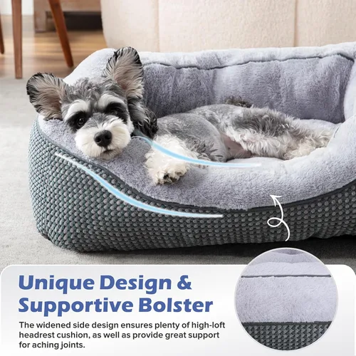 Miniatura 4 de INVENHO Cama para perros pequeños para perros pequeños, camas para gatos de interior, lavable, cama ortopédica para perros, cama cálida suave y Gris