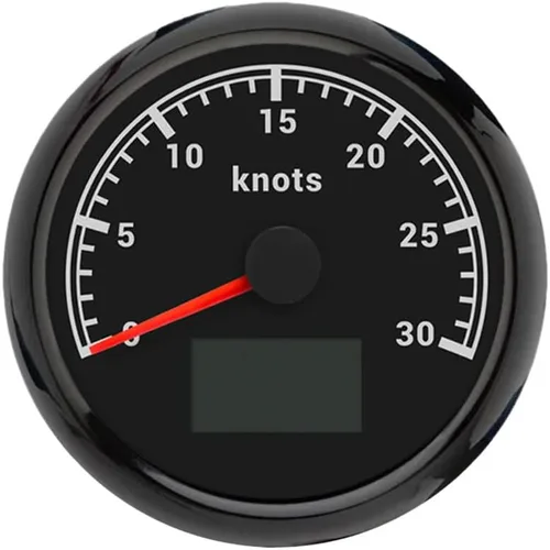 ELING 3.346 in Marine Boat GPS Velocímetro 0-30knots Calibre con Tripímetro Curso Sobre el Suelo 12V 24V con 8 Colores Retroiluminación Negro+Negro