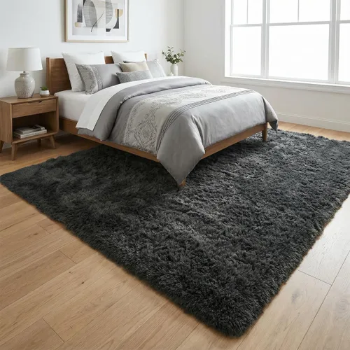 Miniatura 13 de Alfombra suave y esponjosa para dormitorio, alfombra de felpa lanuda de 7 x 10, alfombra antideslizante y mullida para sala de estar, habitación