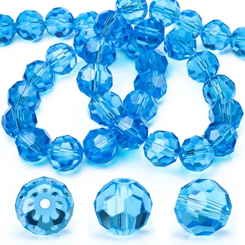 Miniatura 16 de Dowarm 100 cuentas redondas de cristal de 0.315 pulgadas para la fabricación de joyas, cuentas de cristal Rondelle facetadas para manualidades