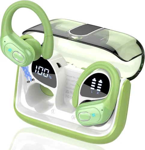 Miniatura 14 de Auriculares inalámbricos Bluetooth 5.4 de 75 horas para deporte, auriculares Bluetooth 2025 estéreo con graves profundos sobre la oreja con ganchos