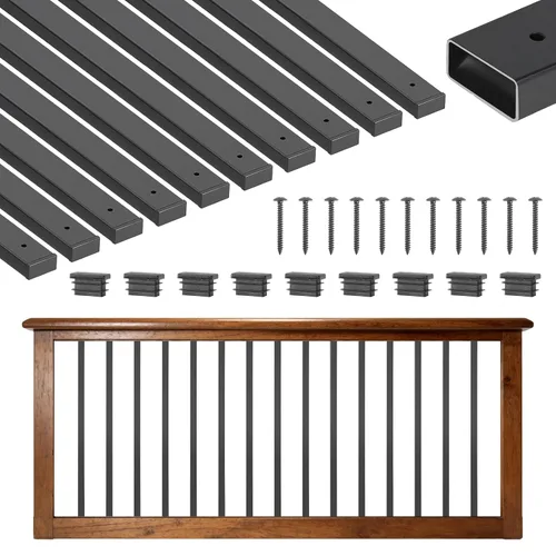 Miniatura 10 de VEVOR Balaustres de metal para escaleras, 29.5 x 1 pulgadas, husillos decorativos de barandilla de aleación de aluminio plana, paquete de 51