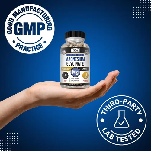 Miniatura 7 de Kaya Naturals Glicinato de magnesio 183 mg por cápsula, quelado para una máxima absorción, sin OMG, sin gluten, lácteos y soja, apoya la salud
