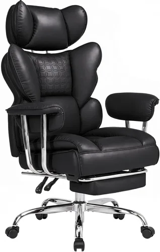Miniatura 12 de DUMOS Silla de escritorio grande y alta para oficina en casa, silla de computadora para juegos, silla ergonómica ejecutiva con reposapiés, respaldo