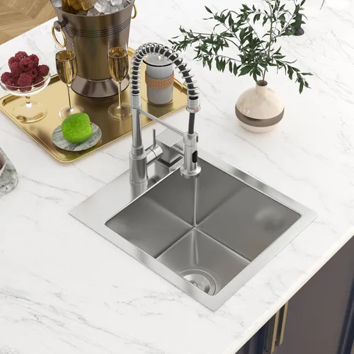 Miniatura 2 de Fregadero de bar con caída de 13 x 15 pulgadas, fregadero de cocina de acero inoxidable 304, fregadero pequeño hecho a mano para cocina, al aire