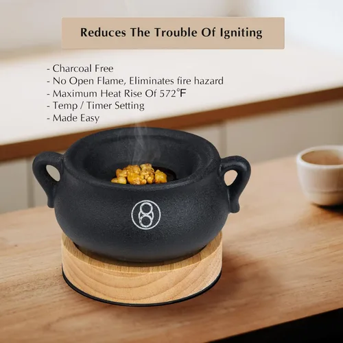 Miniatura 2 de Quemador de incienso eléctrico con temporizador, quemador de resina de incienso, quemador de Bakhoor Oud, instrucciones rápidas sin carbón, hecho