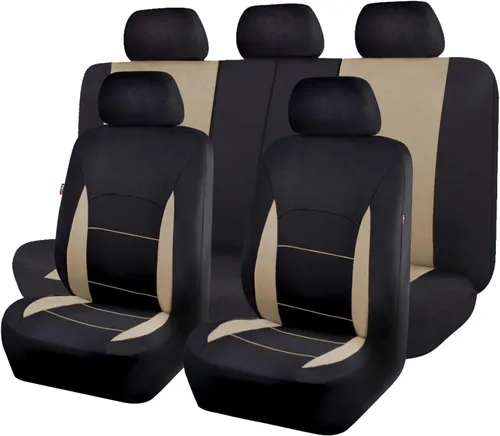 Miniatura 24 de Flying Banner Fundas de asiento de coche, asientos delanteros, asiento trasero, poliéster, protectores de asiento de automóvil, instalaciones Negro