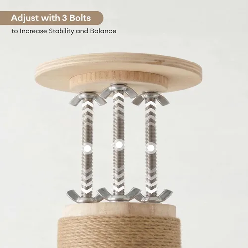 Miniatura 5 de Árbol para gatos de piso a techo, altura ajustable de 5 niveles (6-10.1 pies), torre de escalada con postes rascadores de sisal, actividad