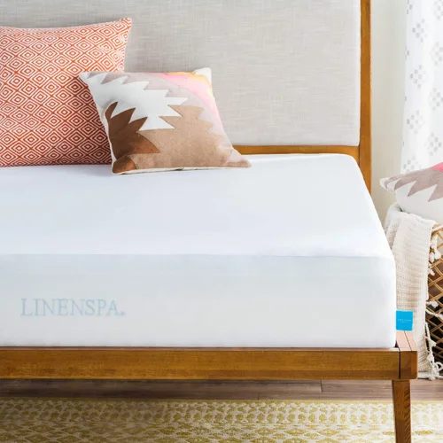Miniatura 6 de Linenspa - Cubrecolchón de espuma viscoelástica con gel, de 2 pulgadas, tamaño Queen y protector de colchón impermeable suave de alta calidad, sin