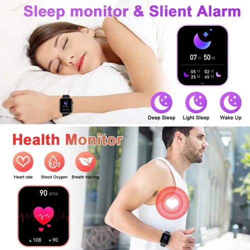 Miniatura 3 de Reloj inteligente para hombres y mujeres Fitness: resistente al agua, responder llamadas, correr, reloj inteligente para teléfono Android, iPhone