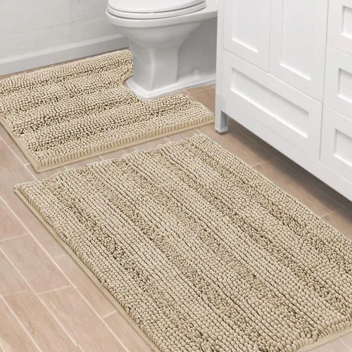 Miniatura 196 de H.VERSAILTEX - Alfombras de baño, juego de 2 piezas, alfombra de contorno para baño, juego de alfombras para inodoro, alfombra antideslizante