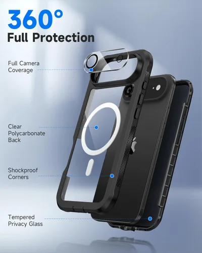 Miniatura 2 de seacosmo para iPhone Air Funda, Carcasa Completa con Protector de Privacidad de Vidrio Templado 9H Integrado y Protector de Lente de Cámara