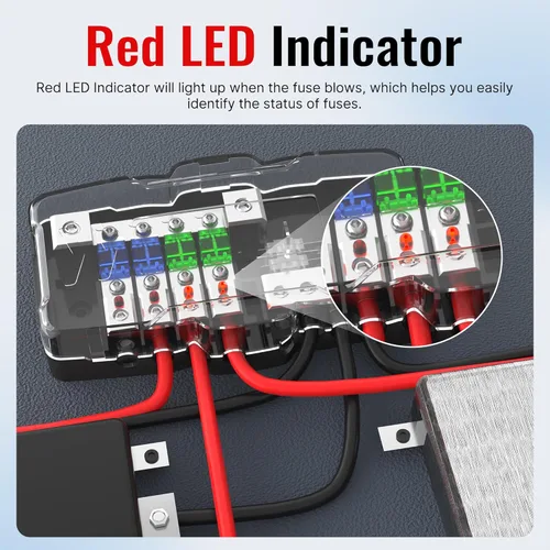 Miniatura 4 de Joinfworld Bloque de Distribución de Energía con Fusibles para Audio de Automóvil de 4 Vías MIDI (Mini-ANL) Bloque de Fusibles de 12V Calibre 0/4