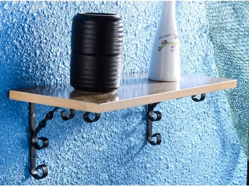 Miniatura 8 de Soportes de estante triangulares de hierro forjado montados en la pared, soportes flotantes rústicos con gancho de flores, para estantería, estante