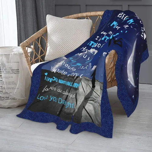Miniatura 4 de Manta de franela de hija con texto en inglés "To My Dad", manta de franela para regalo de cumpleaños, súper suave, cálida y mullida, manta de lujo