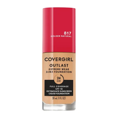 Miniatura 29 de Covergirl Outlast Extreme Wear Base líquida 3 en 1 de cobertura completa, protector solar SPF 18, beige pulido, 1 onza líquida