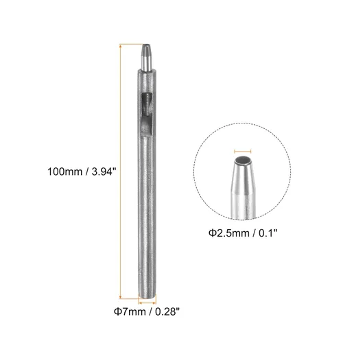 Miniatura 2 de HARFINGTON 2 piezas de perforador de cuero de 0.098 in recto, redondo, ojal, remache a presión, fijador para cuero, artesanía, ropa, bolso, cortina