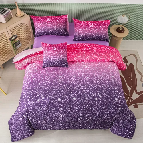 Miniatura 17 de PERFEMET Juego de edredón tamaño Queen con sábanas, juego de ropa de cama de 6 piezas con teñido anudado arcoíris para niñas, juego de edredón Azul