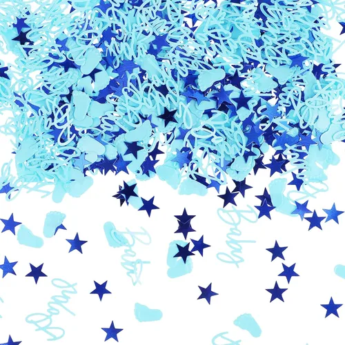 1000 piezas de confeti de decoración para baby shower, decoraciones de fiesta de niño azul, confeti disperso de mesa, confeti de decoración de