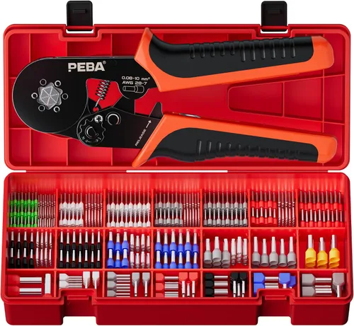 Miniatura 12 de Kit de herramientas de crimpado de ferrules PEBA, 21 tamaños de terminales de ferrules de alambre y ferrules hexagonales para crimpado AWG28-7