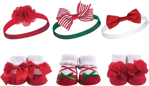 Miniatura 66 de Hudson Baby Conjunto de regalo de diadema y calcetines para niña Flor azul marino rosa