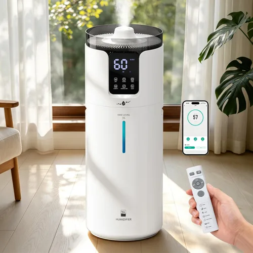 Lacidoll Humidificador inteligente de 16 litros para habitación grande, humidificador para toda la casa para el hogar, 1500 pies cuadrados con