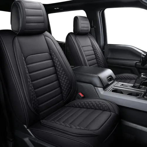 Miniatura 2 de YIERTAI Fundas de asiento de coche para asientos delanteros F150 2009-2022 y 2017-2022 F250 F350 F450 2017-2022 protectores de cojín de cuero