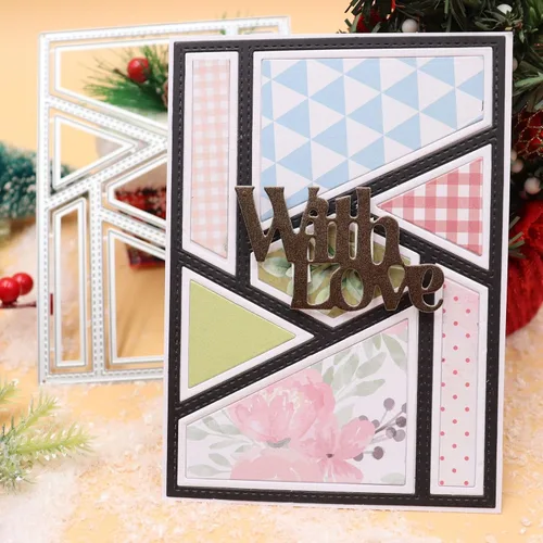 Miniatura 15 de Troqueles para álbumes de recortes, troqueles de corte de metal con marco rectangular para hacer tarjetas, plantilla de perforación de manualidades