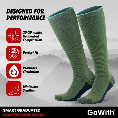 Miniatura 24 de GoWith Compression Socks for Men & Women, Cushioned 20-30 mmHg Graduated Compression Running Socks, Athletic Knee High Socks