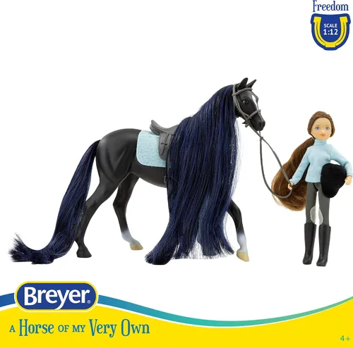 Miniatura 3 de Breyer Freedom Series Horse & English Rider Set - Jet & Charlotte - Figura de juguete negra de 9.75 x 7 pulgadas, escala 1:12, modelo #61145