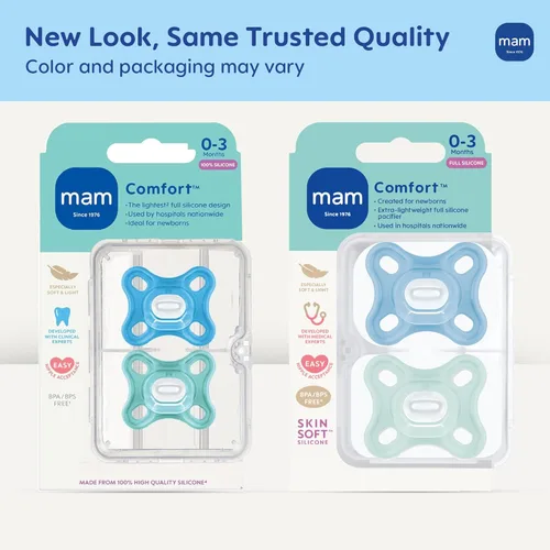 Miniatura 2 de MAM Chupetes cómodos para bebé, ligeros de una sola pieza de silicona completa para recién nacidos de 0 a 3 meses, pezón sin BPA, chupete fácil