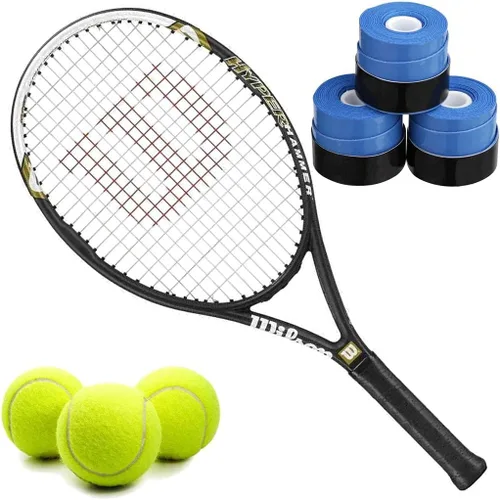 Miniatura 11 de Wilson Hyper Hammer 5.3 110 - Juego o kit de raqueta de tenis recreativa preencordada con overgrips y una lata de pelotas de tenis reguladoras