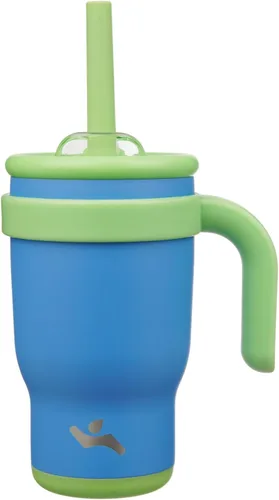 Miniatura 63 de Konokyo Vaso de 14 onzas con asa lateral, botella de agua aislada con popote y tapa 2 en 1, taza de acero inoxidable, taza de café de viaje