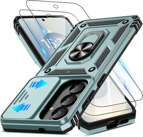 Miniatura 11 de ATUMP Funda para OnePlus Nord N200 5G con protector de pantalla HD con cubierta para cámara deslizante, soporte de anillo de rotación de 360°